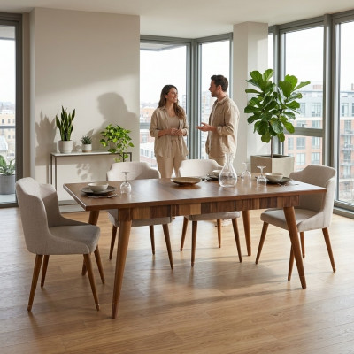 Dëscher Holzdësch Metallsdësch Luxus Iessdëscher Italienesch Design Miwwelen Holz Neit