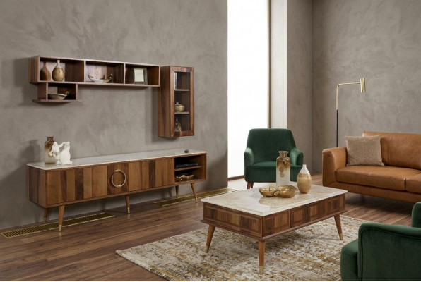 Design Wunnwand Schiefwand Schaf Regal Sideboard Fernseh Lowboard Fernseher RTV
