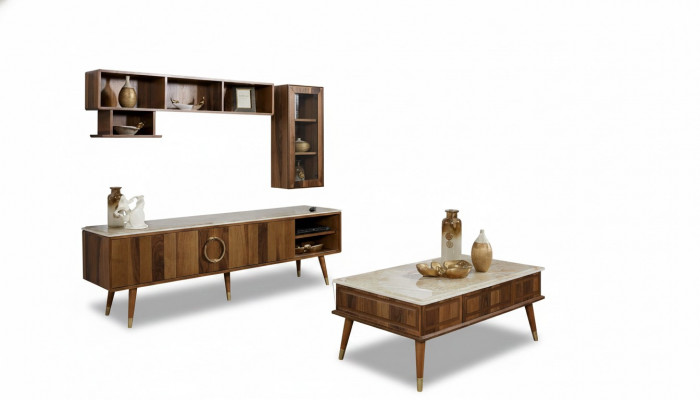 Design Wunnwand Schiefwand Schaf Regal Sideboard Fernseh Lowboard Fernseher RTV
