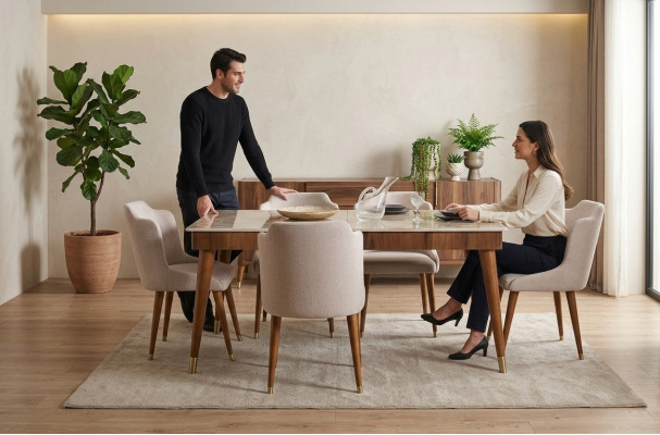 Iesszëmmer Holz Dëscher Iessgruppeset Stullgruppp Nei Dësch 4x Design Still 5tlg