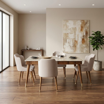 Iesszëmmer Holz Dëscher Iessgruppeset Stullgruppp Nei Dësch 4x Design Still 5tlg