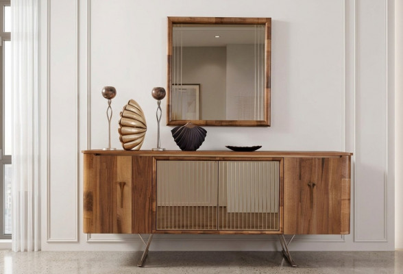 Sideboards Holz Schaf Konschtlech Kommoden Brong Nei Sideboard mat Spigel Anrichte
