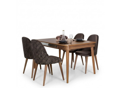 Dësch Design Still 5tlg Iesszëmmer Holz Dëscher Iessgruppe Set Stull Grupp Nei