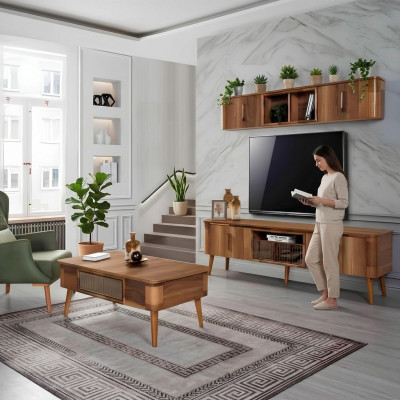 rtv tv Säitenaarbecht Lieder Holz Dësch Fernsehschaaf Dësch Design Niddereg 2tl. Set Neigéiert