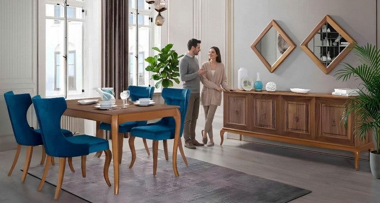 Komplett Set Iessdësch 4x Stull Iesszëmmer Set Iess Grupp Holz Dësch Dëscher 6tlg