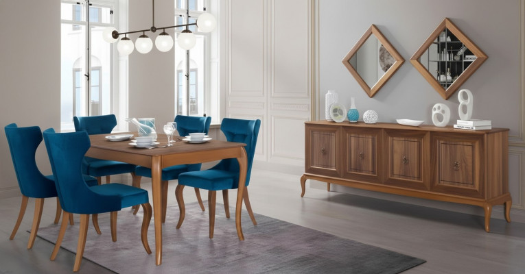 Komplett Set Iessdësch 4x Stull Iesszëmmer Set Iess Grupp Holz Dësch Dëscher 6tlg