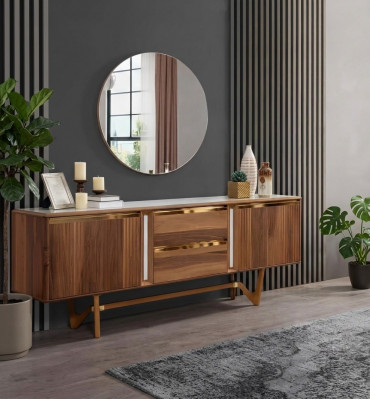 Säitendëscht Kommoden Set italienesch Miwwelen 2tl. Schaf Holz Kommode mat Spigel
