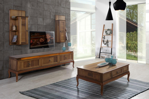 Wunnzëmmer Holz Dëscher Säitendëscher Italien Stil Dësch Clubdësch Säitendësch Holz