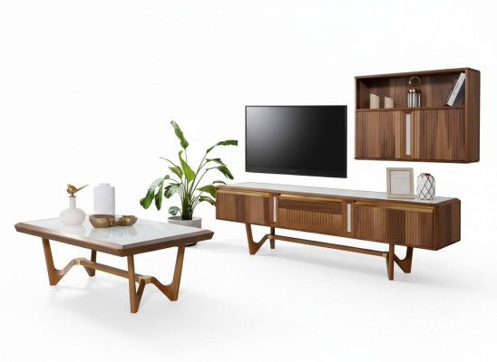 Sideboard TV Lowboard RTV Schaf Dësch Wunnzëmmer Holz Modern Wunnwand Miwwelen