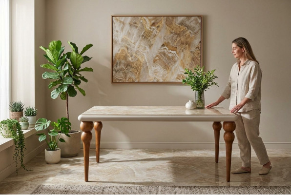 Marmor Optik Iessdësch Iesszëmmer Dëscher Miwwelen Kichen Iessdëscher Dëscher 180x94cm