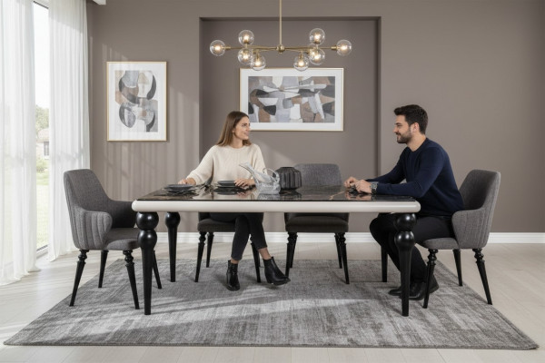 Iessdësch Komplett Set Iessdësch 4x Still Iesszëmmer Set Iess Grupp Holz Dësch 5tlg