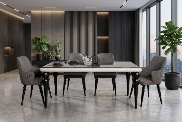 Iessdësch Komplett Set Iessdësch 4x Still Iesszëmmer Set Iess Grupp Holz Dësch 5tlg