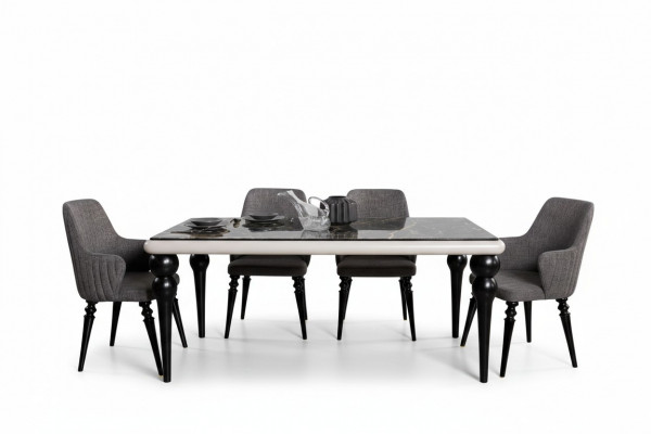 Iessdësch Komplett Set Iessdësch 4x Still Iesszëmmer Set Iess Grupp Holz Dësch 5tlg