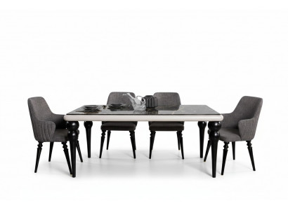 Iessdësch Komplett Set Iessdësch 4x Still Iesszëmmer Set Iess Grupp Holz Dësch 5tlg