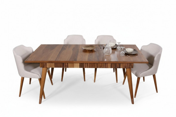 Iesszëmmer Set Iessgrupp Holz Dësch Dëscher 5tlg Komplett Set Iessdësch 4x Stillen