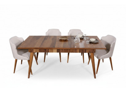 Iesszëmmer Set Iessgrupp Holz Dësch Dëscher 5tlg Komplett Set Iessdësch 4x Stillen