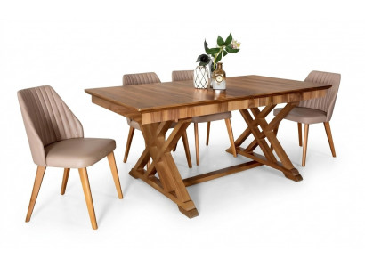 Garnitur Dësch 6x Léinstull Still Luxus Iessgrupp Set 7 Stéck Komplett Iesssall