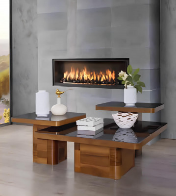 Wunnzëmmer Holzdësch Set Salonsdësch Dësch Miwwelen Holz Glas Set Salonsdëscher