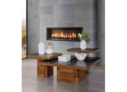 Wunnzëmmer Holzdësch Set Salonsdësch Dësch Miwwelen Holz Glas Set Salonsdëscher