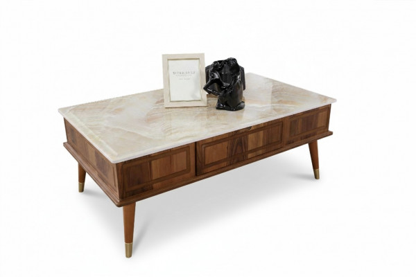 Design Couchtisch Wunnzëmmer Steenoptik Dësch Beistelltableau Dëscher 160x68cm