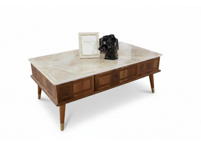 Design Couchtisch Wunnzëmmer Steenoptik Dësch Beistelltableau Dëscher 160x68cm