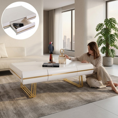 Couchtisch Dësch Säitentësch Wunnzëmmer Säitentësch Modern Dëscher wäiss gëllen