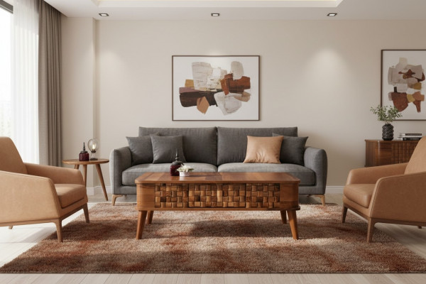 Design-Couchtisch Dëscher Rechteckeg Holz Wunnzëmmer Dësch Modern Miwwelen Luxus