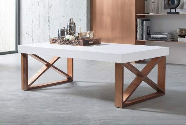 Canapé Dësch Kaffisdësch Wunnzëmmer Wäiss Luxus Canapéen Design Holzdëscher