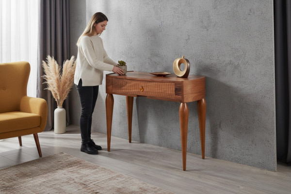 Sideboard Konsolendësch Holz Säitentëscher Wanddësch Konsol Miwwelen Konsolen Braun