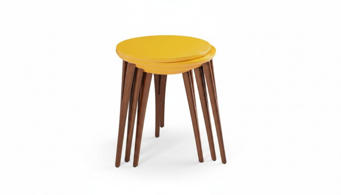 Holzbiedertischen Beistelltischen Bloemenstaänner Set Biedertisch Dësch Couchtisch 3tlg.