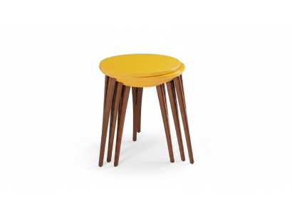 Holzbiedertischen Beistelltischen Bloemenstaänner Set Biedertisch Dësch Couchtisch 3tlg.
