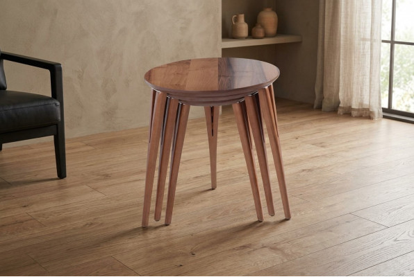 Niewentische Blummestänner Holzdëscher Set Niewendësch Dësch Couchdësch 3-dësch.