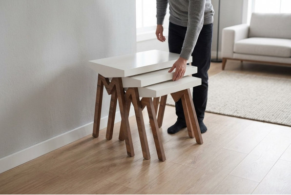 Blummständig Beistelltische Holzdëscher Set Beistelltisch Dësch Couchtisch 3tlg.