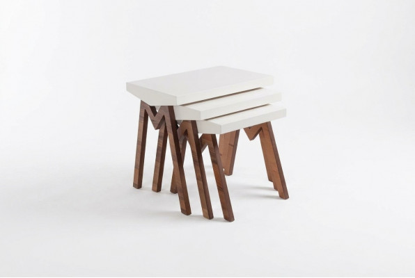 Blummständig Beistelltische Holzdëscher Set Beistelltisch Dësch Couchtisch 3tlg.
