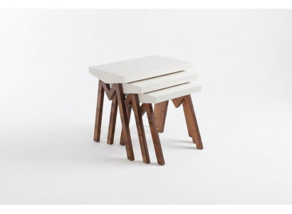 Blummständig Beistelltische Holzdëscher Set Beistelltisch Dësch Couchtisch 3tlg.