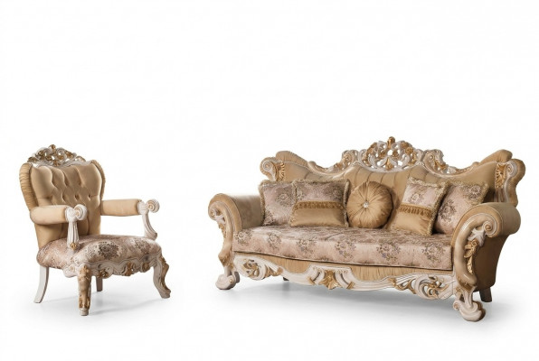 Wunnzëmmer Luxus Sofa Beige Sofagarnitur Sofas Fotell 3+1 Sëtz Stoff Design