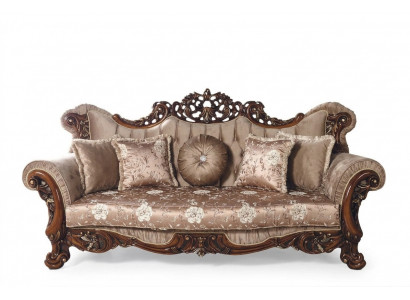 Barock Dräisëtzer Chesterfield Canapé Miwwelen Sofa Couchen Stoff Braun