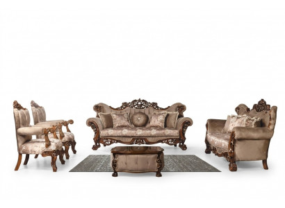 Klassesch Wunnzëmmer Sofa-Kombinatioun Gepolstert Set Samett 5-Deeler Couch Sofa