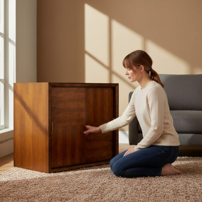 Kleederkierch Braun Holz Miwwelen Schaf Design Luxus Schwebedieren Schiefen Nei