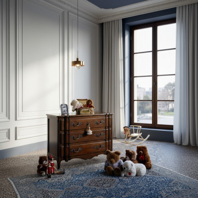 Design Säitendrot 130cm Anrichte Schaf Designer Loft Kommode Brong Holz Miwwelen