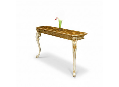 Konsolendësch am Landhausstil Klassesch Telefondëscher Gold-Optik geschnëtzt Been