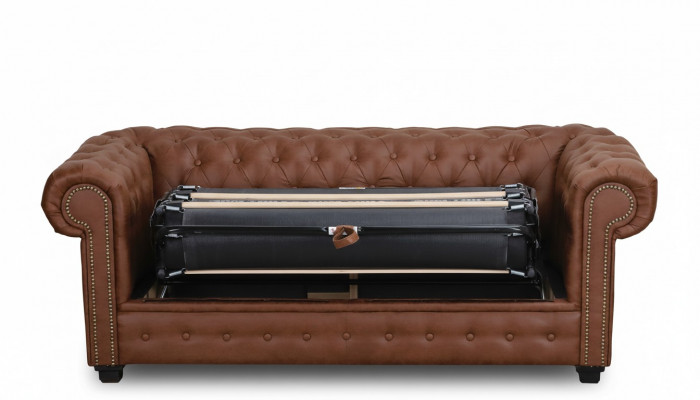 Schlofsofa Chesterfield Sofa mat Bettfunktioun Couche Polstermébel Couchen