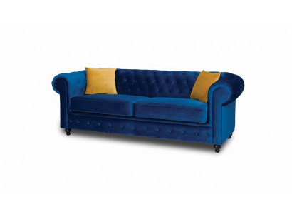 Sofae Polster Sofae 3 Sëtz Chesterfield Textil Sofa Blo Klassesch Designer Neit