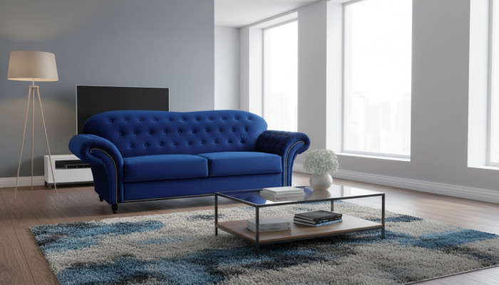 Dräisëtzer Couche Textil Blo Sofa Këssen Miwwelen Ariichtung Sofaen Couchen