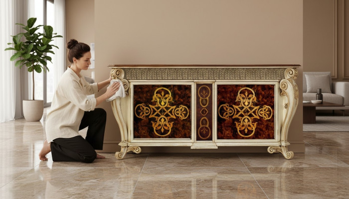 Sideboard Massiv Schaf Regal Holz Anrichte Schief Luxus Miwwelen aus Italien