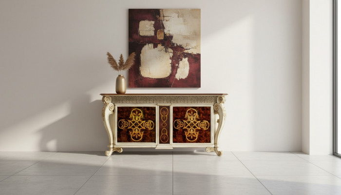 Sideboard Massiv Schaf Regal Holz Anrichte Schief Luxus Miwwelen aus Italien