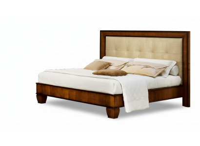 Bett Braun Schlofzëmmer Holzmöbel Textil Design Klassesch Art déco Stil Neit