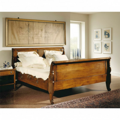 Bett Betten Duebelbett Schlofzëmmer Holz Polster Braun Duebelbetter Nei