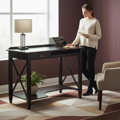 Schreifdësch Holz Büro Schreifdëscher Miwwelen Dësch Büro Computer Landhaus Massivholz