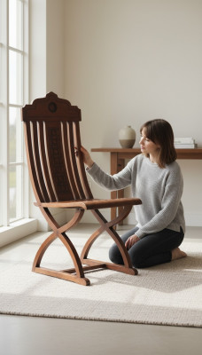 Iesszëmmer Massivholz Lounge Sitz Polsterstull Holz Nei Landhaus Fauteuil Stull 1x